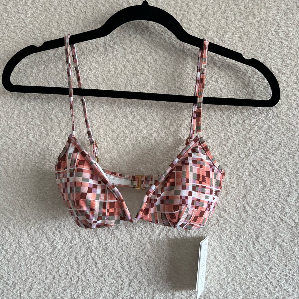 L*Space NWT Women’s Bikini Top Helena Block Party V Neck Size XS